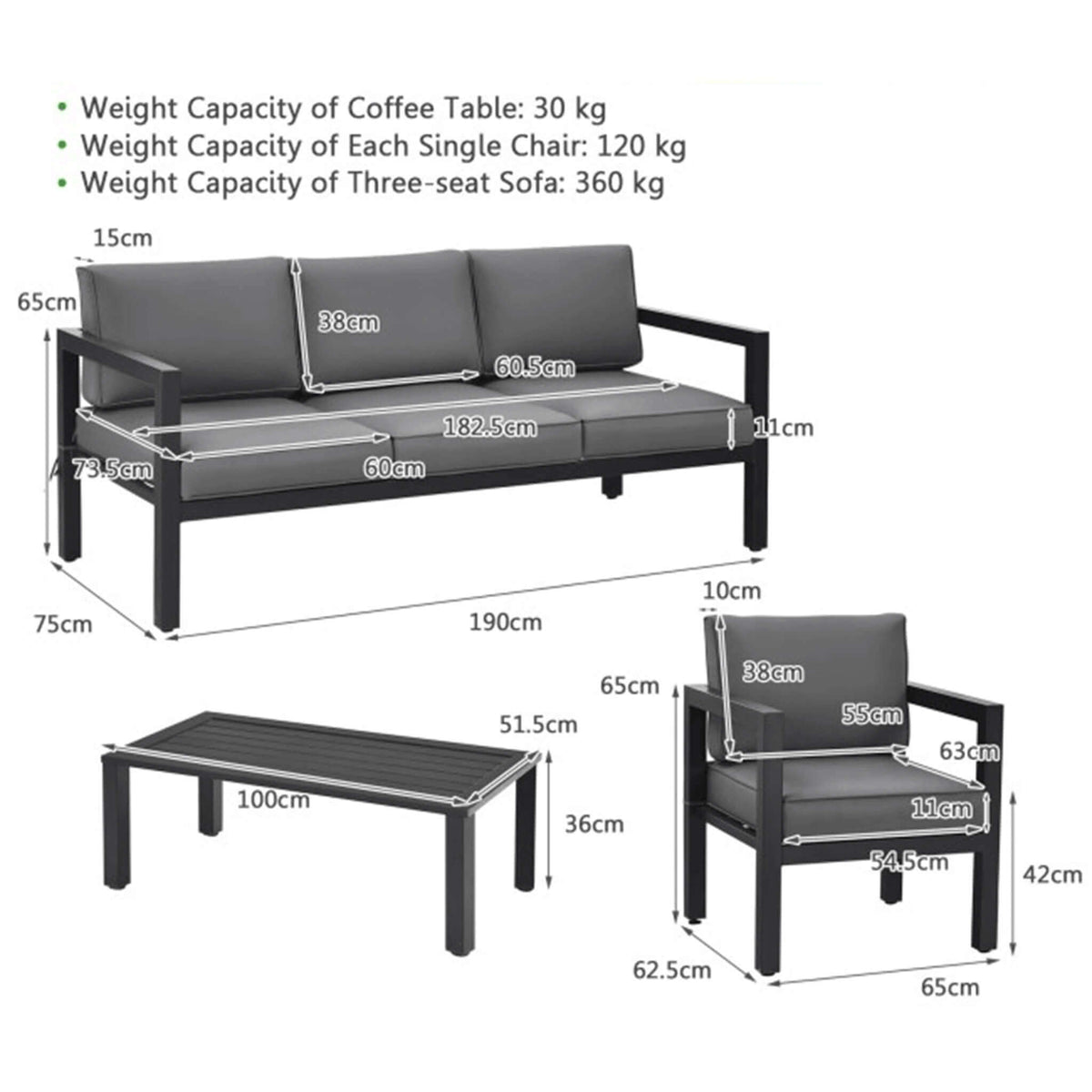 4-Piece Premium Outdoor Aluminum Furniture Set For Backyard & Poolside (SAK73532)
