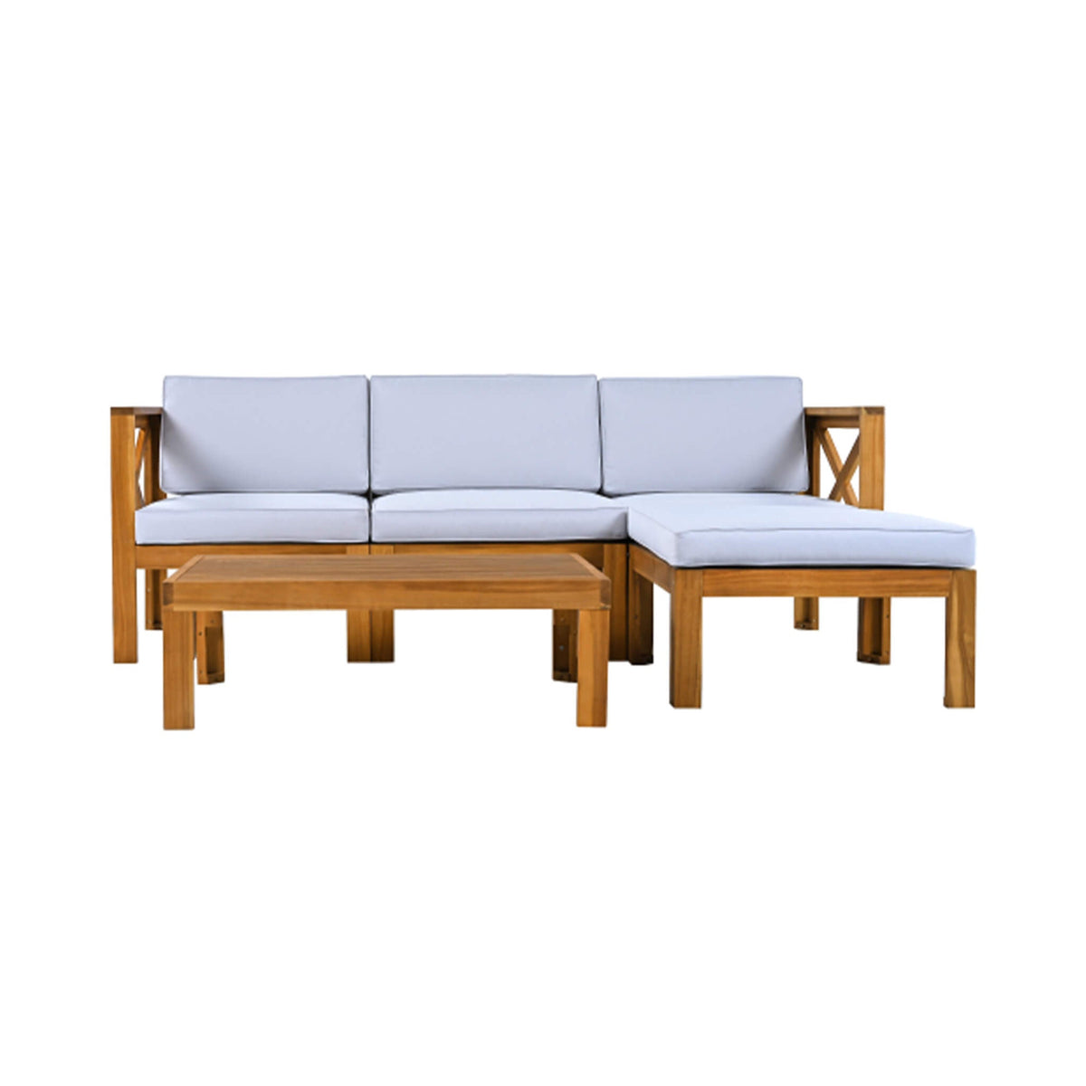 5-Piece Outdoor Patio Wood Sectional Sofa Set With Cushions (SAK31297)