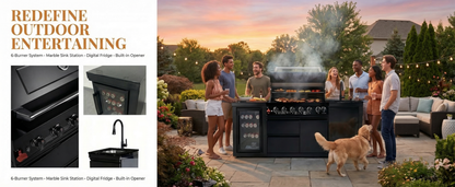 6-Burner Stainless Steel Propane Gas Outdoor Kitchen Barbecue Island Grill