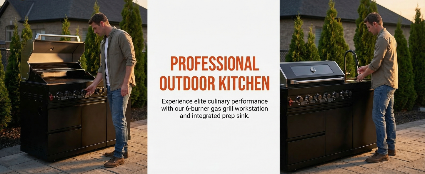 62.6 Inch 6-Burner Deluxe Stainless Steel Propane Gas Outdoor Kitchen Barbecue Island Grill