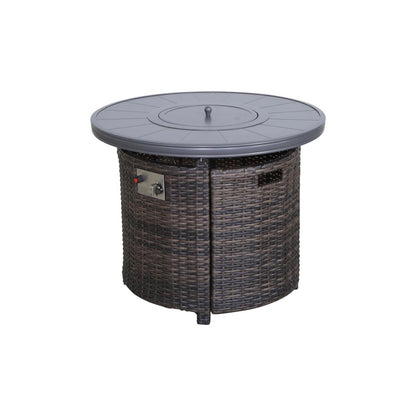 Wicker Outdoor Lounge Set With Cushions And Fire Pit