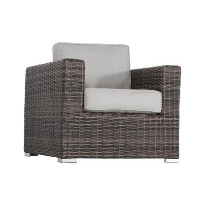 Rattan Patio Set With Comfortable Cushions And Fire Pit