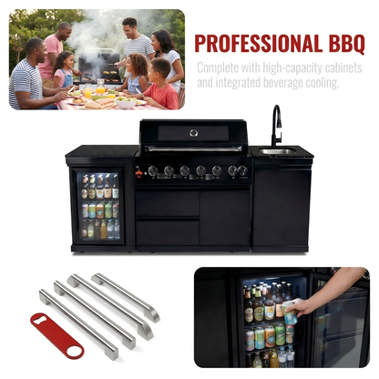 6-Burner Stainless Steel Propane Gas Outdoor Kitchen Barbecue Island Grill
