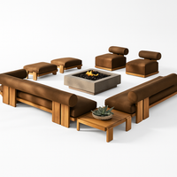Patio Furniture Set Built to Last Decades, Solid Teak Frames, Reinforced Concrete Firepit, Modular Design