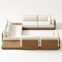 Modular Patio Lounge Set Built to Last Decades, Premium Teak Slats, Weather-Resistant Cushions, Corner Units