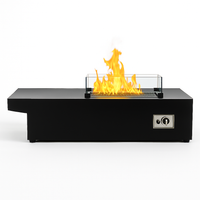 Linear Gas Fire Pit Built to Elevate Outdoor Spaces, Powder-Coated Aluminum, Stainless Steel Burner, Tempered Glass