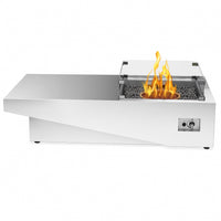 Linear Gas Fire Pit Built to Elevate Outdoor Spaces, Powder-Coated Aluminum, Stainless Steel Burner, Tempered Glass