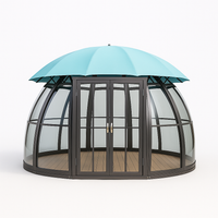 Garden Pavilion Designed for Year-Round Use, 360° Polycarbonate Panels, UV-Resistant Canopy, Powder-Coated Frame