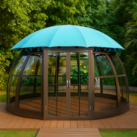 Garden Pavilion Designed for Year-Round Use, 360° Polycarbonate Panels, UV-Resistant Canopy, Powder-Coated Frame