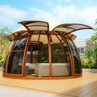 Garden Pavilion Designed for Year-Round Use, 360° Polycarbonate Panels, UV-Resistant Canopy, Powder-Coated Frame