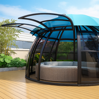 Garden Pavilion Designed for Year-Round Use, 360° Polycarbonate Panels, UV-Resistant Canopy, Powder-Coated Frame