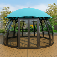 Garden Pavilion Designed for Year-Round Use, 360° Polycarbonate Panels, UV-Resistant Canopy, Powder-Coated Frame