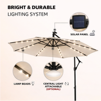 Cantilever Umbrella Built to Last, Solar LED Lighting, Aluminum Frame, Premium Outdoor Textiles