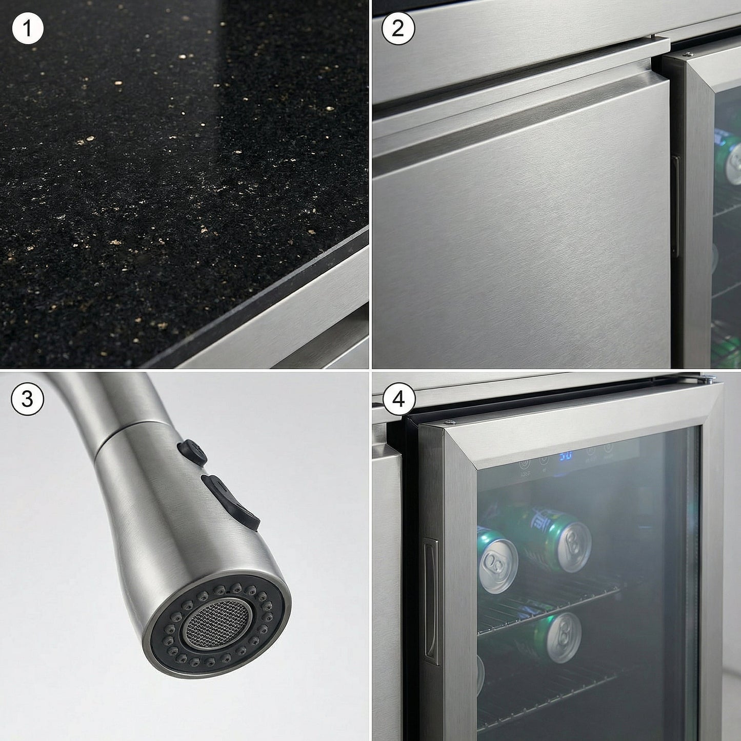 Sink and Fridge Combo for Outdoor Kitchen, 70L Refrigerator and Sink with Pull-Down Faucet