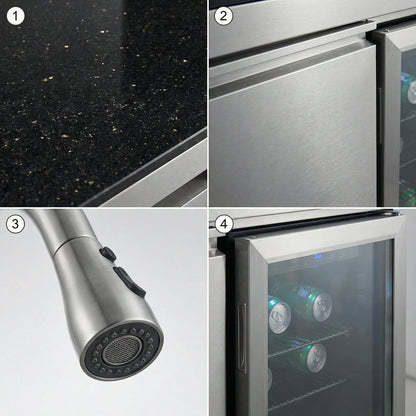Sink and Fridge Combo for Outdoor Kitchen, 70L Refrigerator and Sink with Pull-Down Faucet