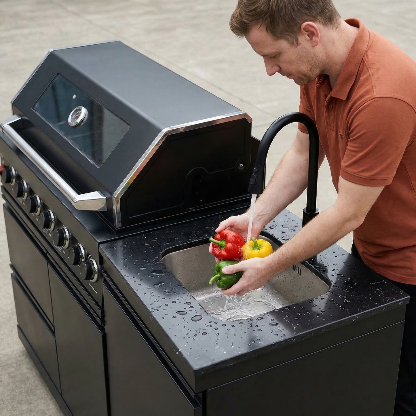62.6 Inch 6-Burner Deluxe Stainless Steel Propane Gas Outdoor Kitchen Barbecue Island Grill