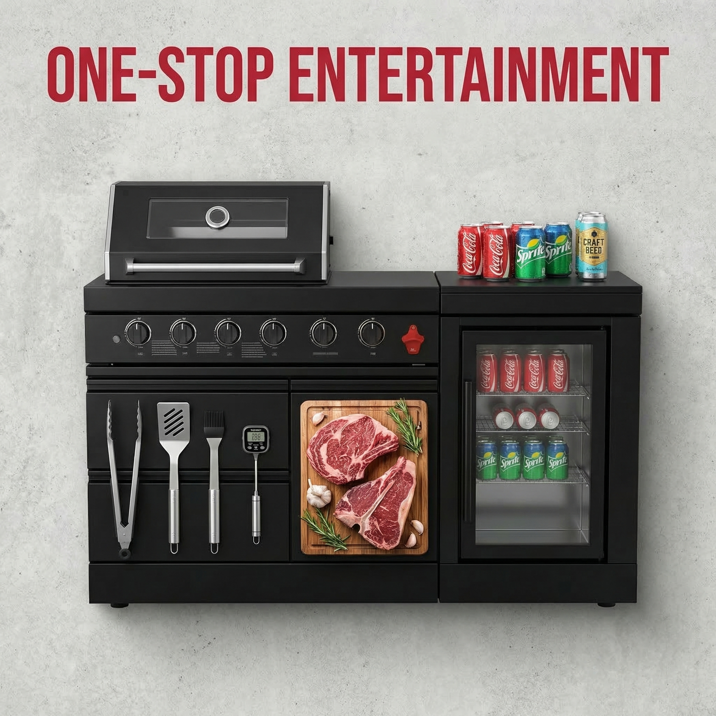 65-Inch 4-Burner Stainless Steel Propane Gas Outdoor Kitchen Barbecue Island Grill