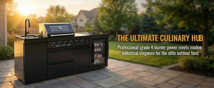 4-Burner 72000 BTU Deluxe Stainless Steel Propane Gas Outdoor Kitchen
