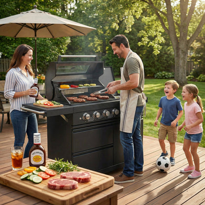 46-Inch 75300 BTU 6-Burners Deluxe Stainless Steel Gas Outdoor Kitchen Barbecue Grill
