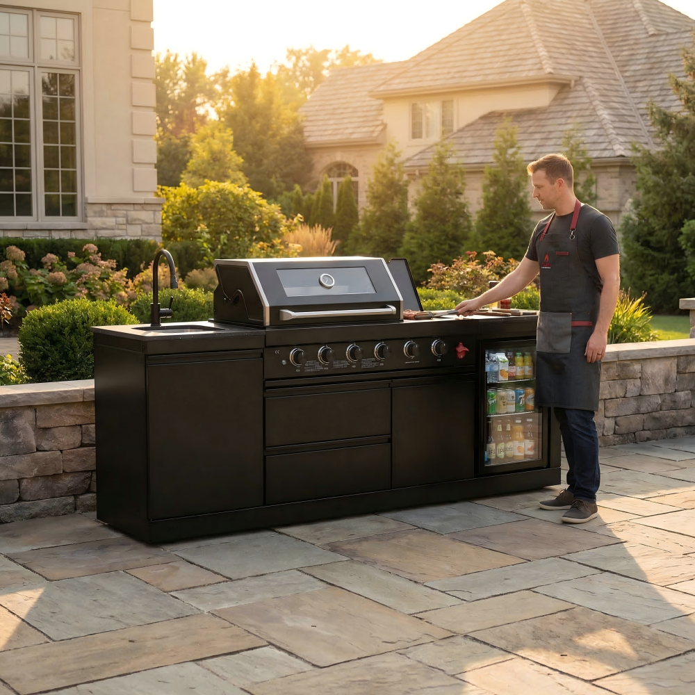 4-Burner 72000 BTU Deluxe Stainless Steel Propane Gas Outdoor Kitchen