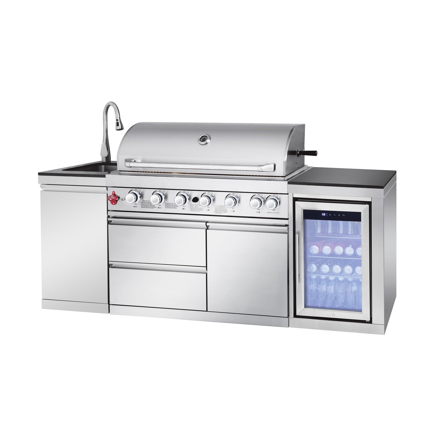 Outdoor Kitchen Island 82.5 Inch 6-Burner Propane Gas BBQ Grill