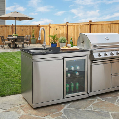 Sink and Fridge Combo for Outdoor Kitchen, 70L Refrigerator and Sink with Pull-Down Faucet