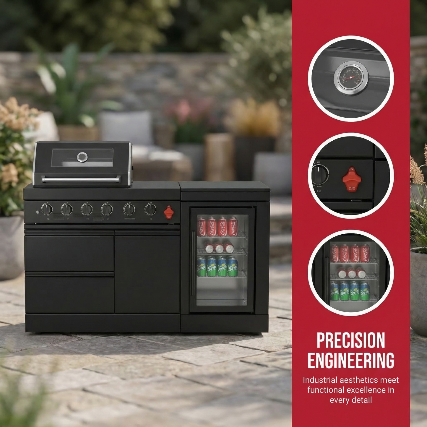 65-Inch 4-Burner Stainless Steel Propane Gas Outdoor Kitchen Barbecue Island Grill