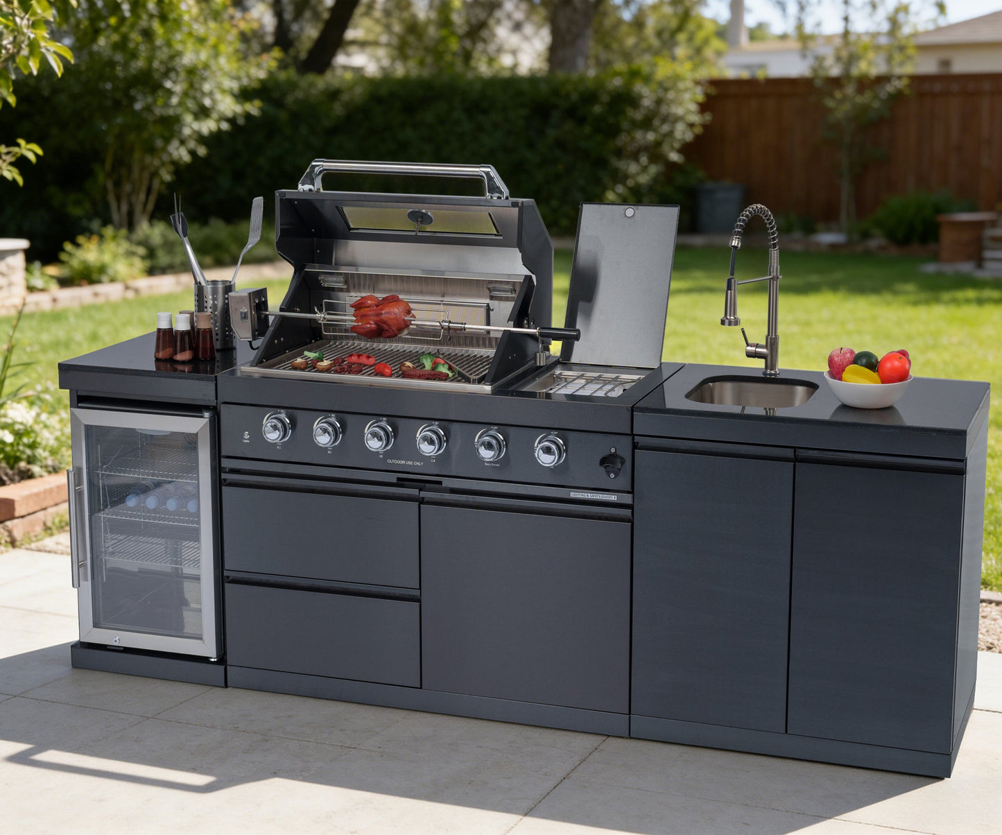 S00019 46-Inch 4-Burner Stainless Steel Gas Outdoor Kitchen Barbecue Island Grill