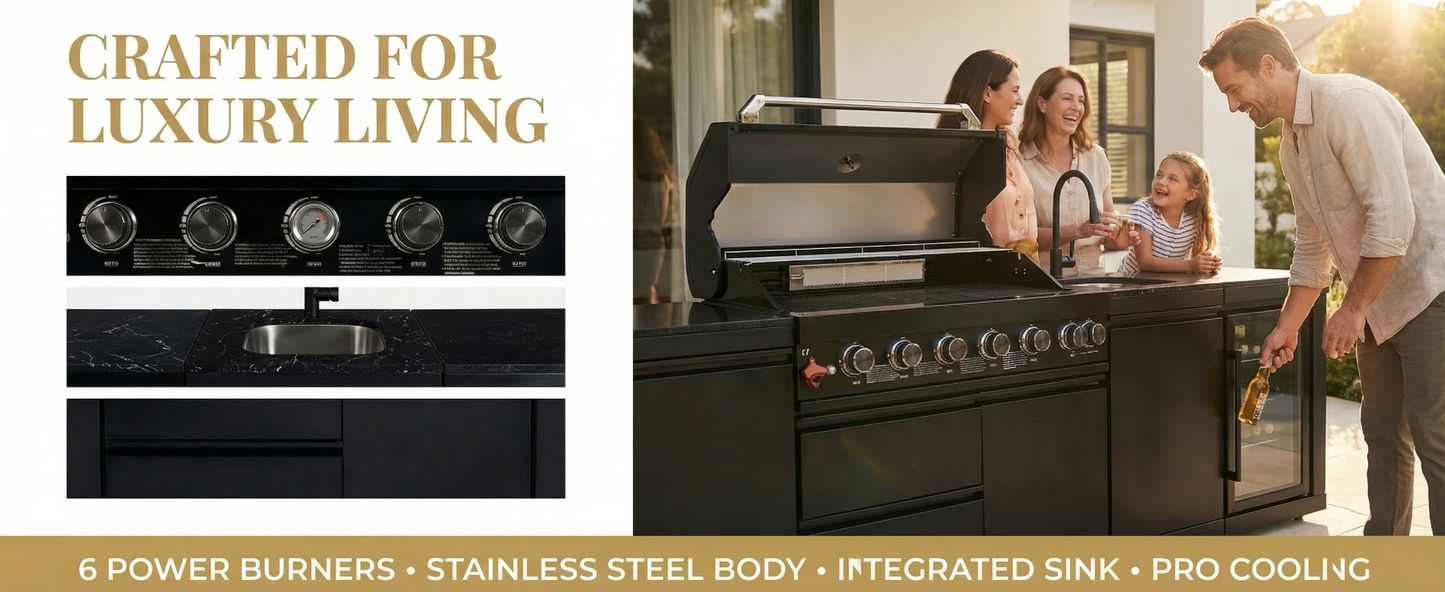 6-Burner 85000 BTU Deluxe Stainless Steel Propane Gas Outdoor Kitchen Grill