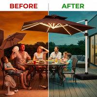 EmberVale LumenArc Cantilever Patio Umbrella — Before & After