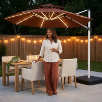 EmberVale LumenArc Cantilever Patio Umbrella — Lifestyle