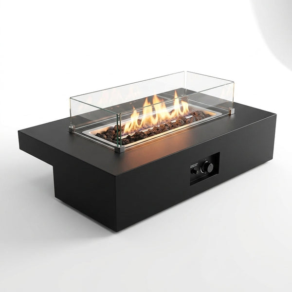 NoirTable Linear Gas Fire Pit — Studio Shot