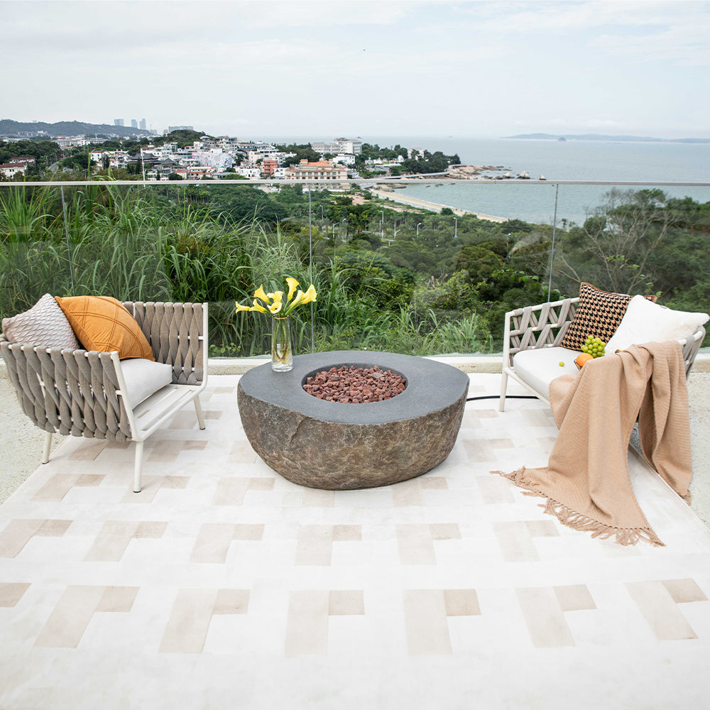 Outdoor Boulder Fire Pit Table - Select Fuel Type