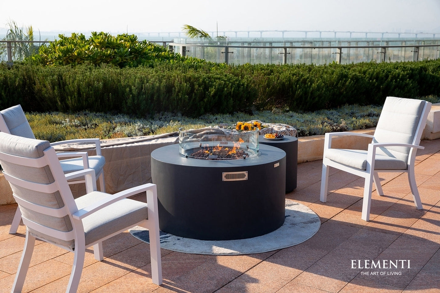 Sol Living Pacaya Propane Fire Pit Light Grey, 43 x 43 Inches