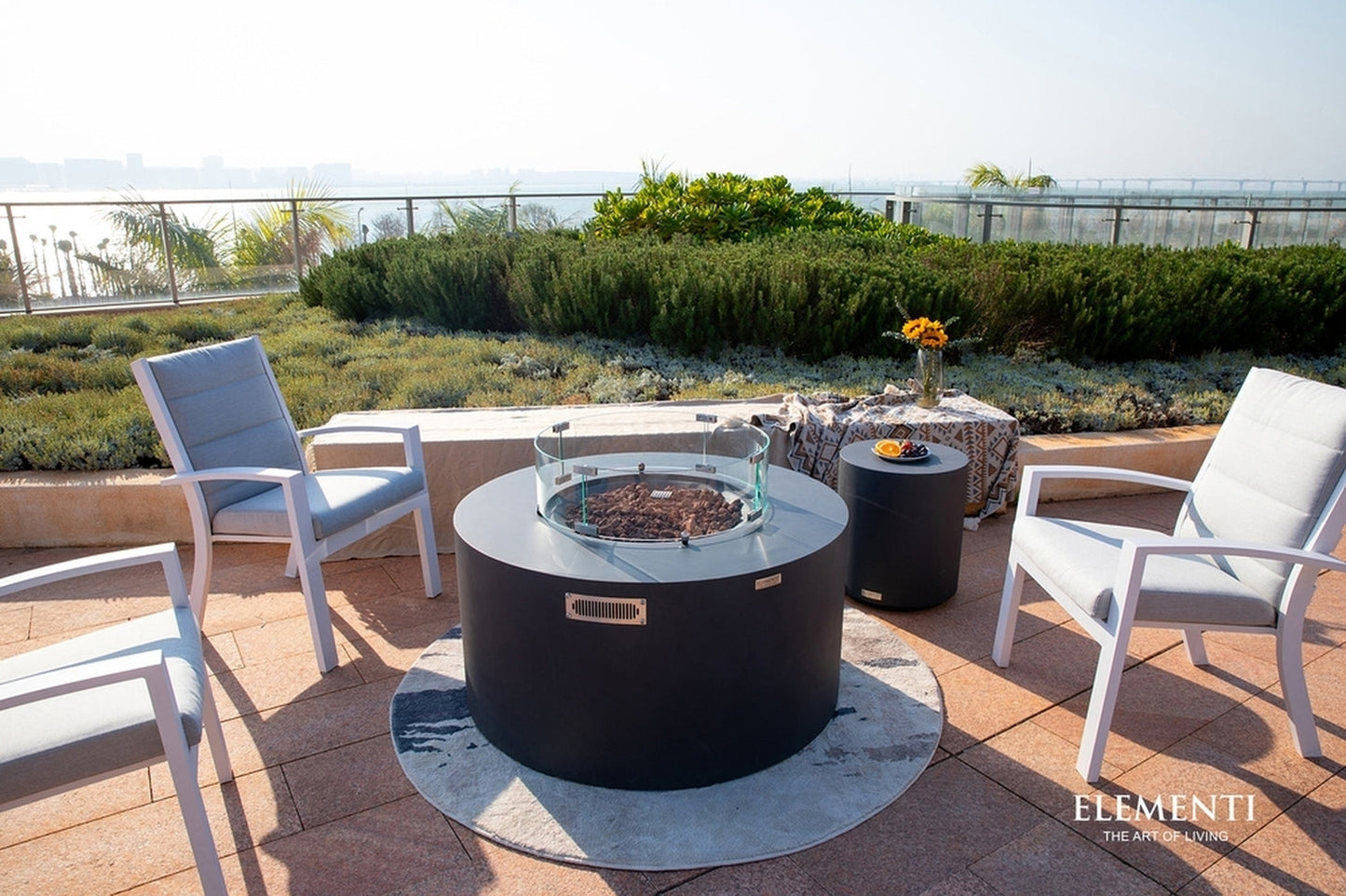 Sol Living Pacaya Propane Fire Pit Light Grey, 43 x 43 Inches