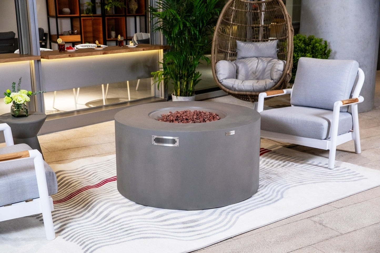 Sol Living Pacaya Propane Fire Pit Light Grey, 43 x 43 Inches