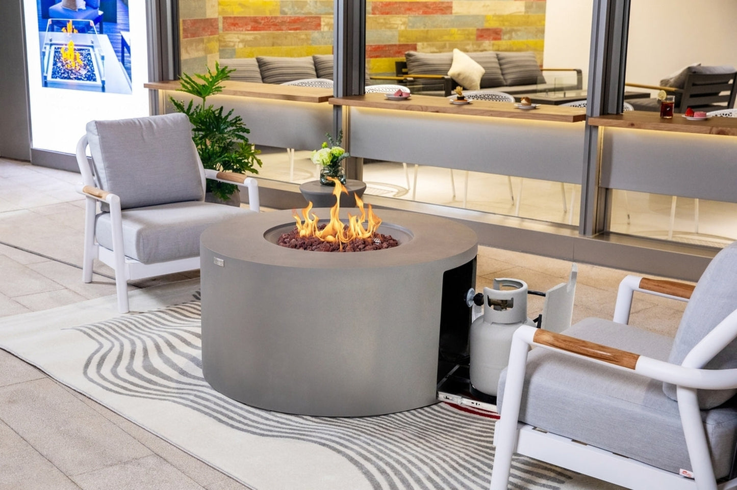 Sol Living Pacaya Propane Fire Pit Light Grey, 43 x 43 Inches