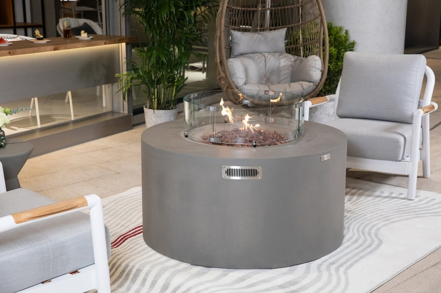 Sol Living Pacaya Propane Fire Pit Light Grey, 43 x 43 Inches