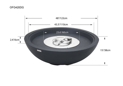 Elementi Plus Rose Bowl Fire Pit, 48 x 48 Inches