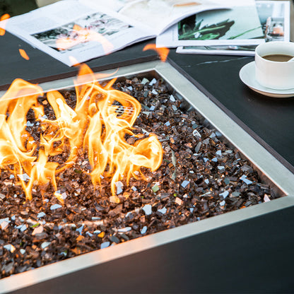 Sofia Outdoor Bulgaria Black Fire Pit Table - Select Fuel Type