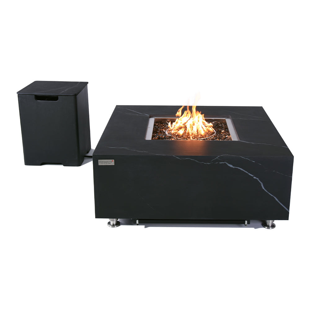 Sofia Outdoor Bulgaria Black Fire Pit Table - Select Fuel Type