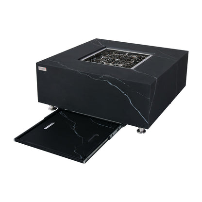 Sofia Outdoor Bulgaria Black Fire Pit Table - Select Fuel Type