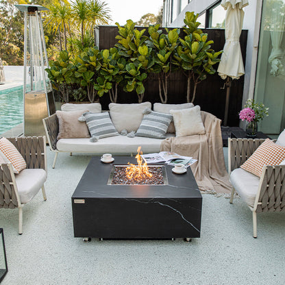 Sofia Outdoor Bulgaria Black Fire Pit Table - Select Fuel Type