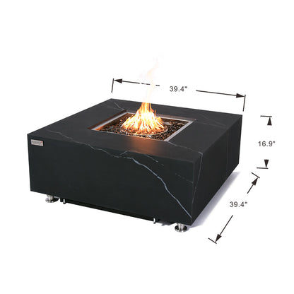 Sofia Outdoor Bulgaria Black Fire Pit Table - Select Fuel Type