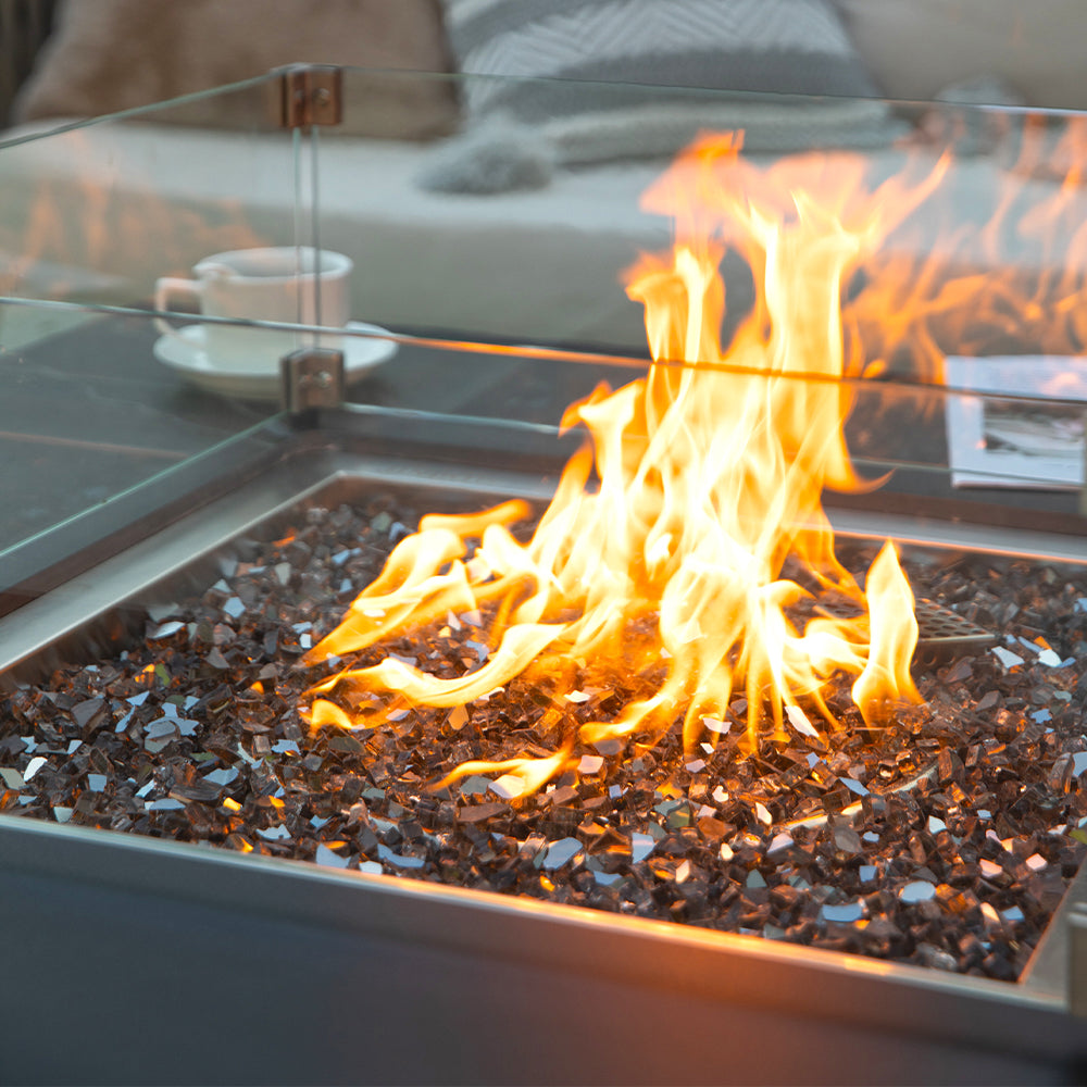 Sofia Outdoor Bulgaria Black Fire Pit Table - Select Fuel Type