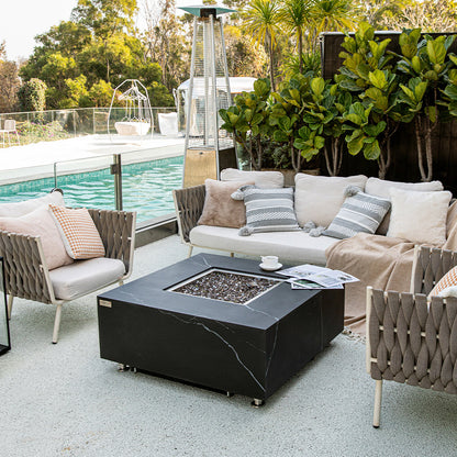 Sofia Outdoor Bulgaria Black Fire Pit Table - Select Fuel Type