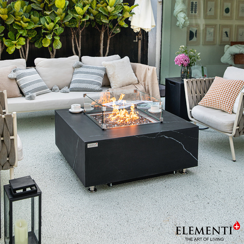 Sofia Outdoor Bulgaria Black Fire Pit Table - Select Fuel Type