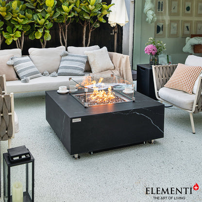 Sofia Outdoor Bulgaria Black Fire Pit Table - Select Fuel Type