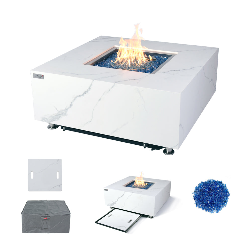 Bianco Outdoor Bianco White Fire Pit Table - Select Fuel Type