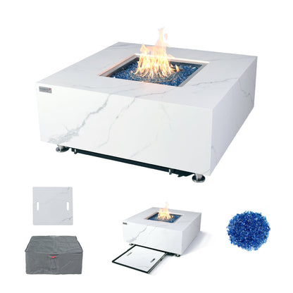 Bianco Outdoor Bianco White Fire Pit Table - Select Fuel Type
